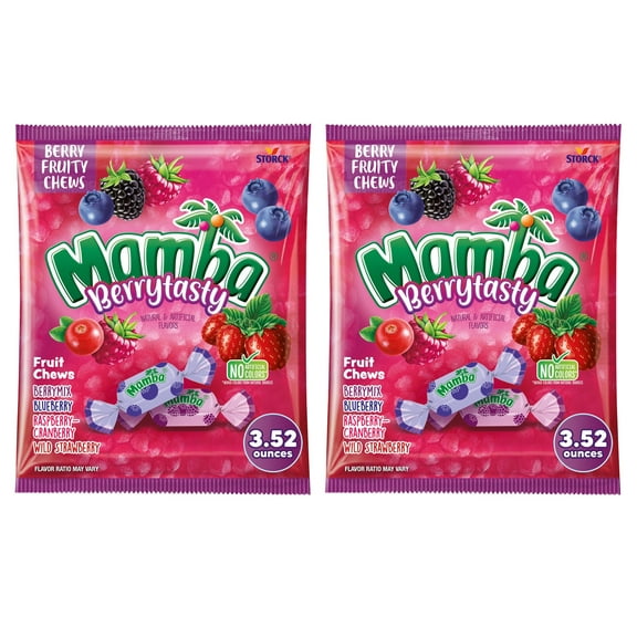 Mamba Berrytasty Fruit Chews Chewy Candy, 3.52 oz Regular Bag - (2 Pack)