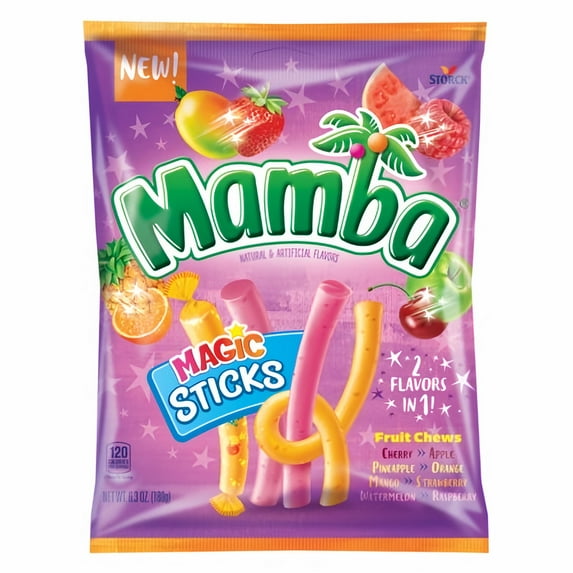 Mamba Magic Sticks Chewy Fruity Candy Sticks 6.3 Oz (Pack of 10)