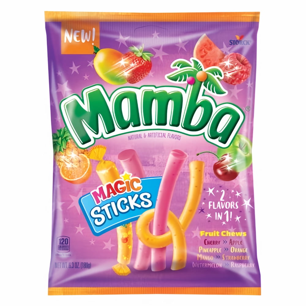 Mamba Magic Sticks Chewy Fruity Candy Sticks 6.3 Oz (Pack of 2)