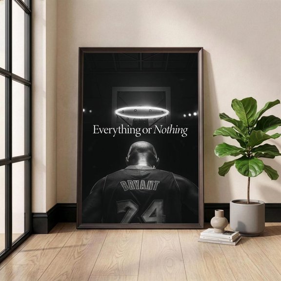Mamba Mentality Basketball Quote Print Finish The Job Sports Motivation Athlete Gift Home Gym Decor, Stretched Canvas