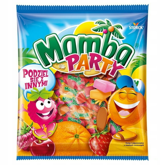 Mamba Party Fruit Chews Strawberry Raspberry Cherry Orange Lemon 140g/5.29oz Bag