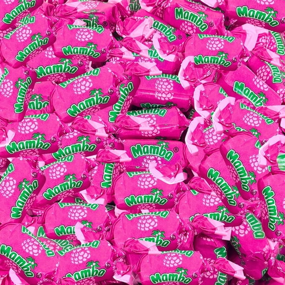Mamba Raspberry Fruit Chews 1 lb Bag, Individually Wrapped, Approx. 80 Pieces, Soft Non-GMO Candy for Parties, Goody Bags, Holidays, Snacking