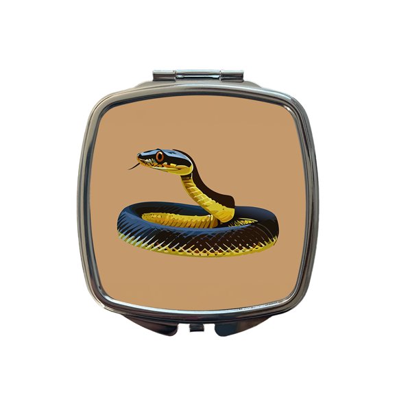 Mamba Snake Coiled Travel Makeup Handbag Purse Small Pocket Compact Mirror