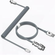 Mamba Snake Custom Coiled Keyboard Cable,Double-Sleeved Cable for Mechanical Keyboard,TPU Cables with Detachable Metal Aviator Connector,7.9Ft USB-C to USB-A Grey