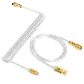 Mamba Snake Custom Transparent Coiled Keyboard Cable for Gaming Keyboard, Double-Sleeved Mechanical Keyboard Cable with Detachable Metal Aviator, 2.0M(0.66ft) USB-C to USB-A Keyboard Wire(Crystal)