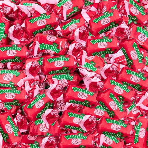 Mamba Strawberry Fruit Chews 1 lb Bag, Individually Wrapped, Approx. 80 Pieces, Soft Non-GMO Candy for Parties, Goody Bags, Holidays, Snacking