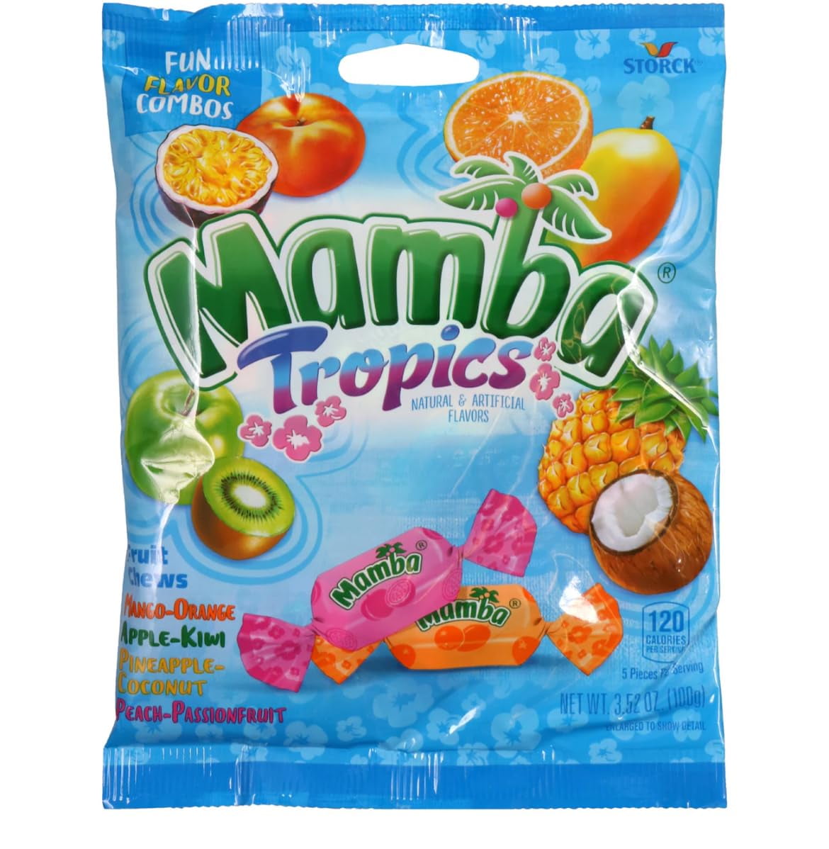 Mamba Tropics Fruit Chews Chewy Candy, 3.52 oz - (1 Pack)