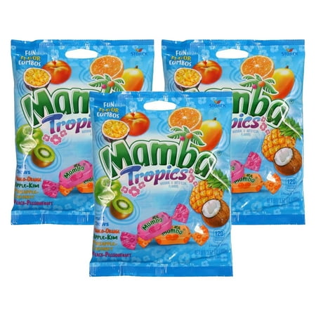 Mamba Tropics Fruit Chews Chewy Candy, 3.52 oz - (3 Pack)