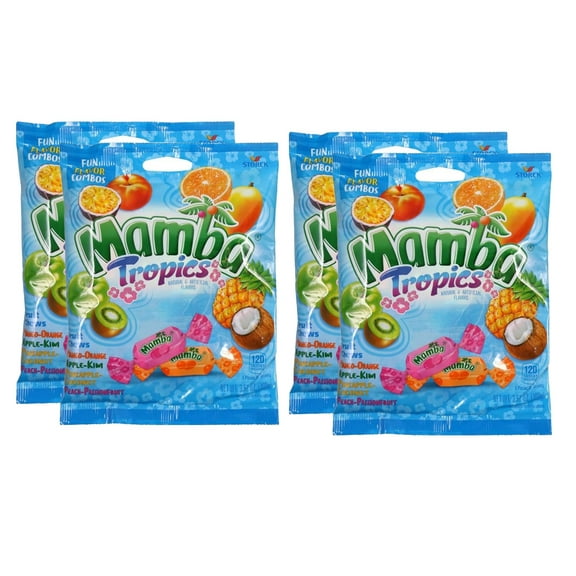 Mamba Tropics Fruit Chews Chewy Candy, 3.52 oz - (4 Pack)
