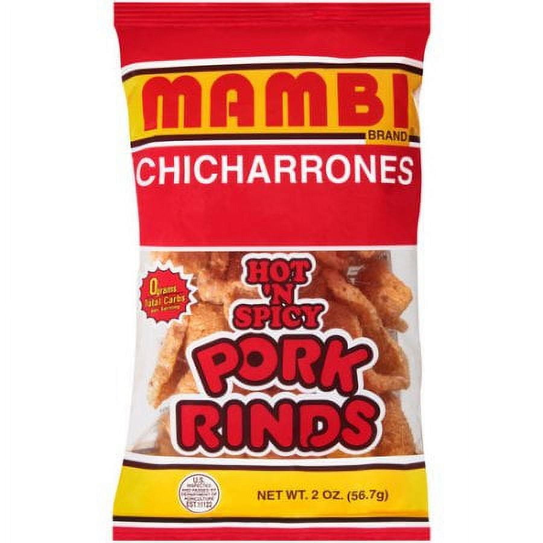 MAMBI PORK RINDS HOT & SPICY 12/3.5 OZ