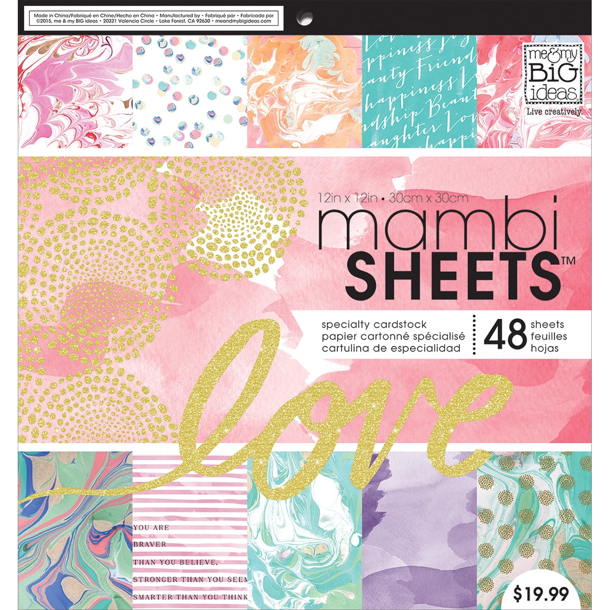 Mambi Single-Sided Paper Pad 12"X12" 48/Pkg-Modern Marble