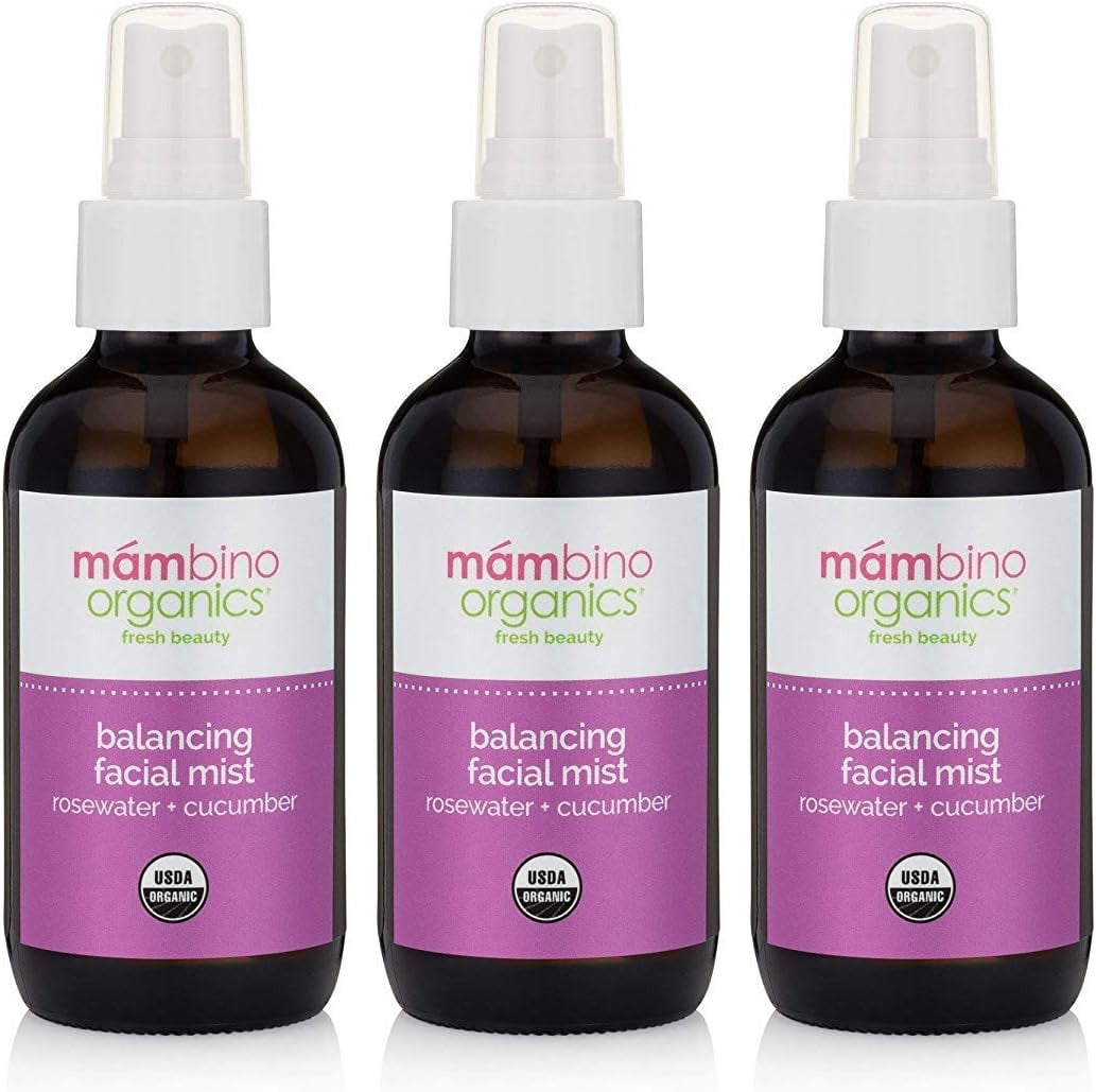 Mambino Organics Balancing Facial Mist, Rosewater and Cucumber, 4oz (3 Pack)