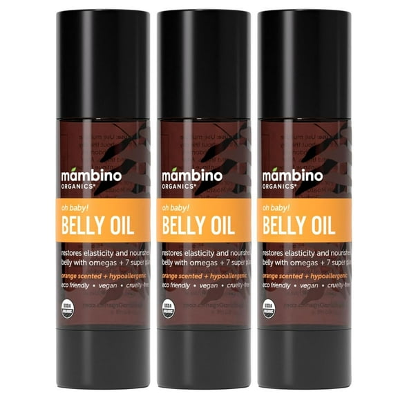 Mambino Organics Oh Baby! Belly Oil - All Natural Anti Stretch Mark Oil for Pregnancy 2 Ounces (3Pack)