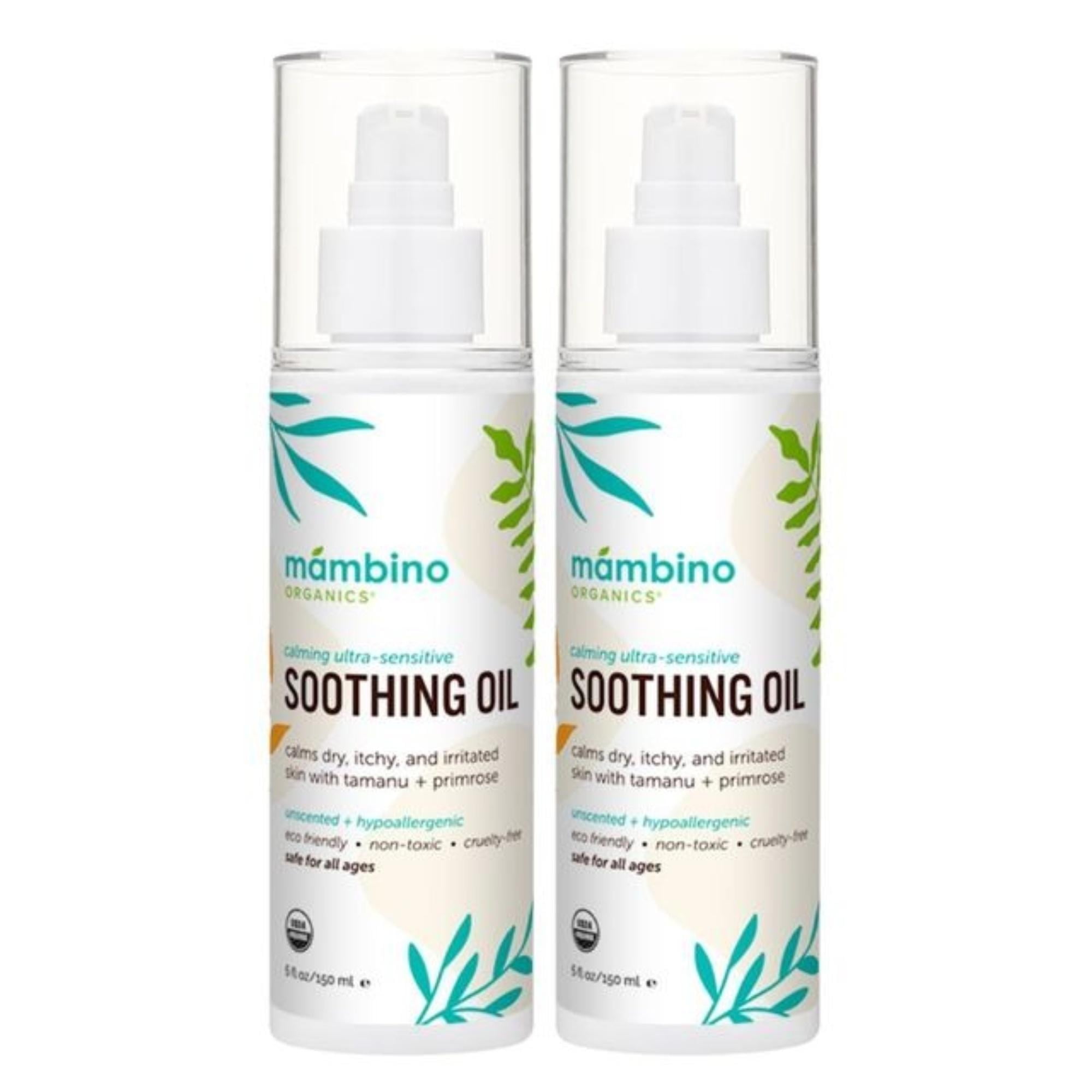 Mambino Organics Organic Calming Ultra-Sensitive Soothing Oil Unscented (2-Pack) – For Hair, Head and Skin - All Natural Fragrance Free with Jojoba & Evening Primrose Oil - 10 oz