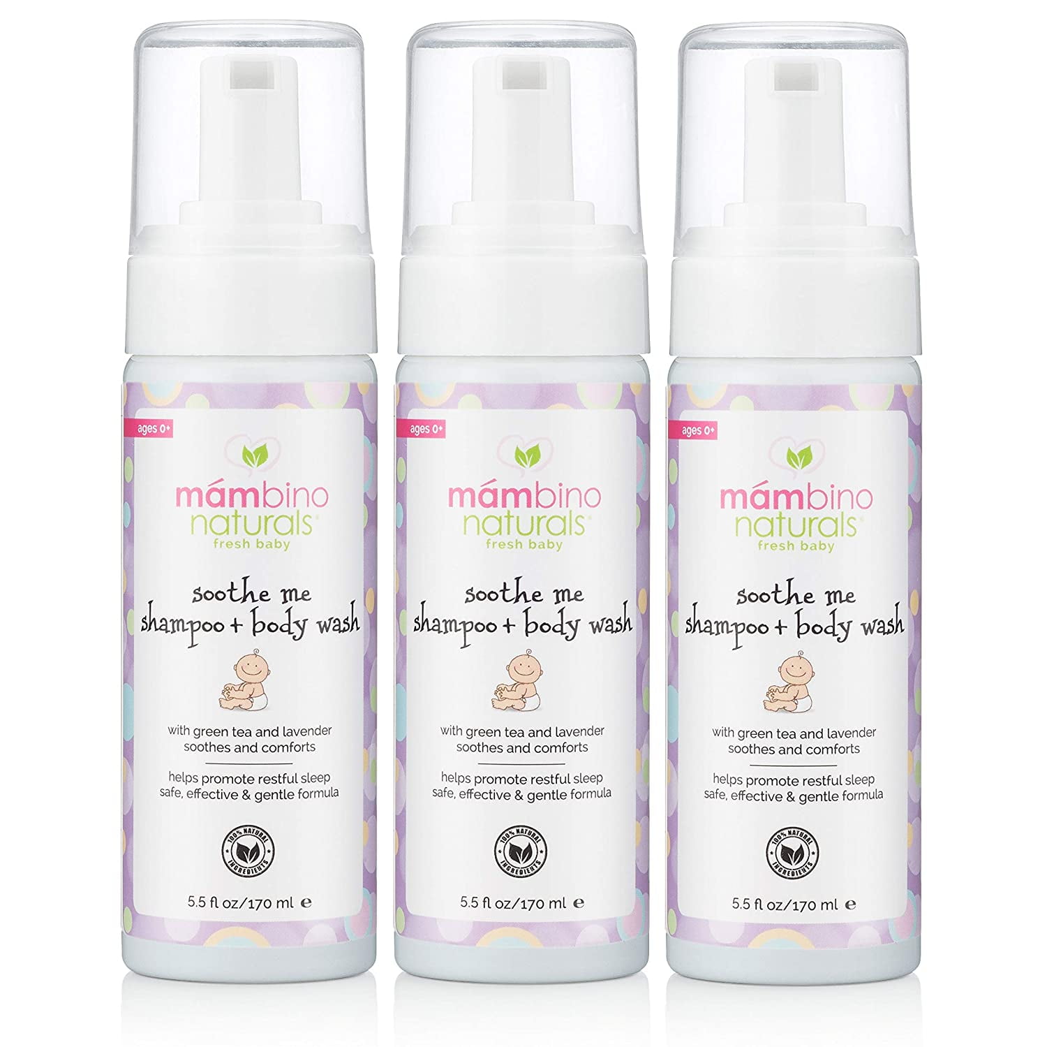 Mambino Organics Soothe Me Shampoo and Body Wash – All-Natural for Baby, Kids, Adult Sensitive Skin, 5.5 Fluid Ounces (3 Pack)