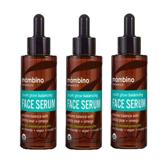 Mambino Organics Youth Glow Balancing Serum – Hydrating Serum for Oily Skin - All Natural Vitamin C & Omega Complex Serum for Face - 1 fluid ounce (3PACK)