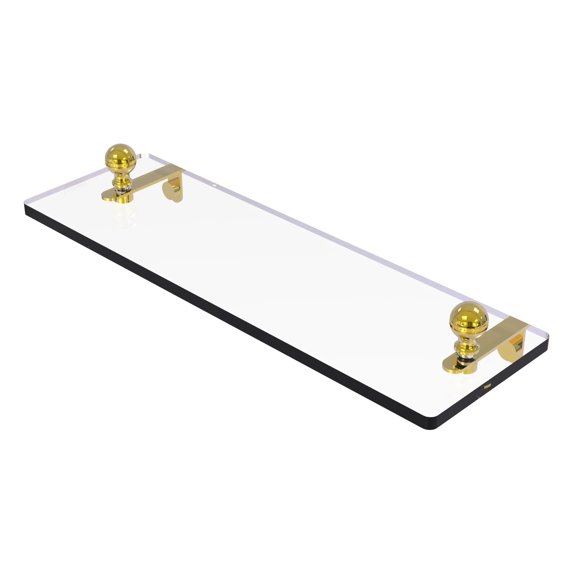 Mambo 16-in Glass Vanity Shelf with Beveled Edges in Polished Brass