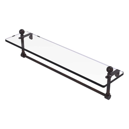 Mambo 22-in Glass Vanity Shelf with Integrated Towel Bar in Venetian Bronze