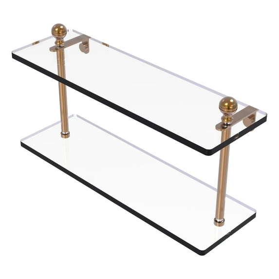 Mambo Collection 16-in Two Tiered Glass Shelf in Brushed Bronze