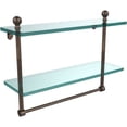 thumbnail image 1 of Mambo Collection 16-in Two Tiered Glass Shelf with Integrated Towel Bar in Venetian Bronze, 1 of 1