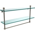 thumbnail image 1 of Mambo Collection 22-in Two Tiered Glass Shelf with Integrated Towel Bar in Antique Pewter, 1 of 5