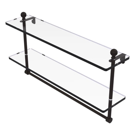 Mambo Collection 22-in Two Tiered Glass Shelf with Integrated Towel Bar in Oil Rubbed Bronze