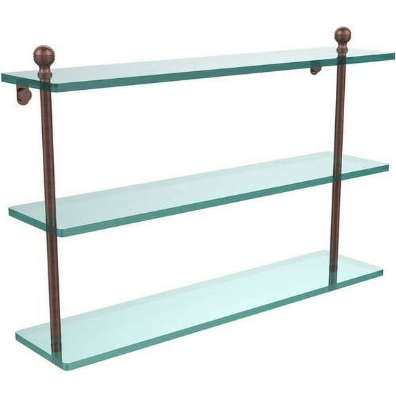 Mambo Collection Triple Tiered Glass Shelf - Antique Copper / 22 Inch