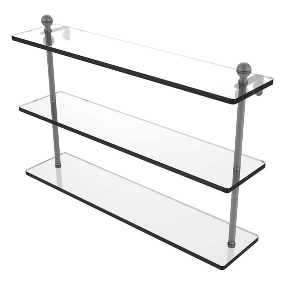 Mambo Collection Triple Tiered Glass Shelf - Matte Gray / 22 Inch