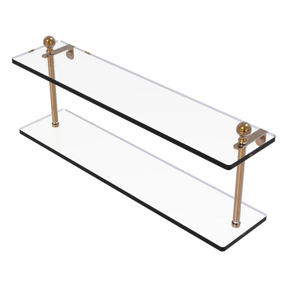 Mambo Collection Two Tiered Glass Shelf - Brushed Bronze / 22 Inch