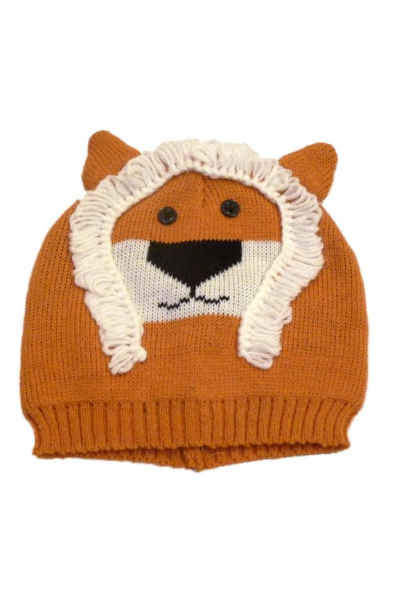 Hat Womens Knit Burnt Orange Lion Beanie Winter Stocking Cap