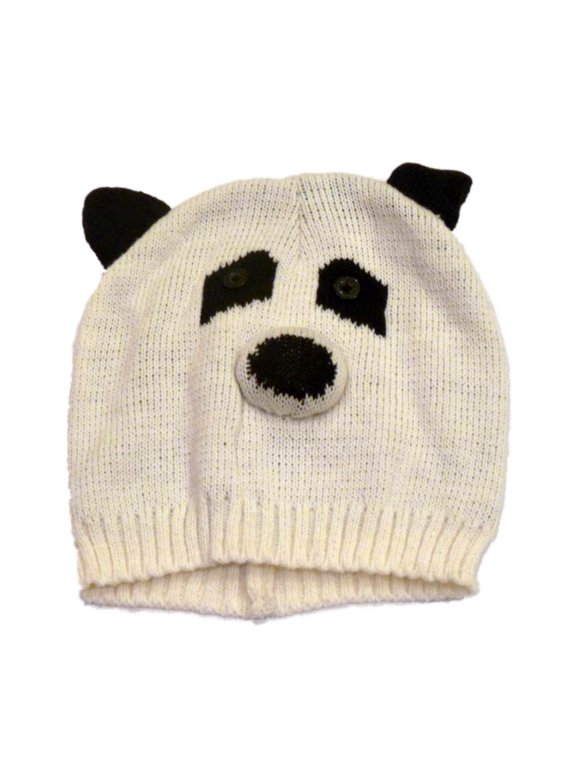 Hat Womens White Knit Panda Bear Beanie Winter Stocking Cap