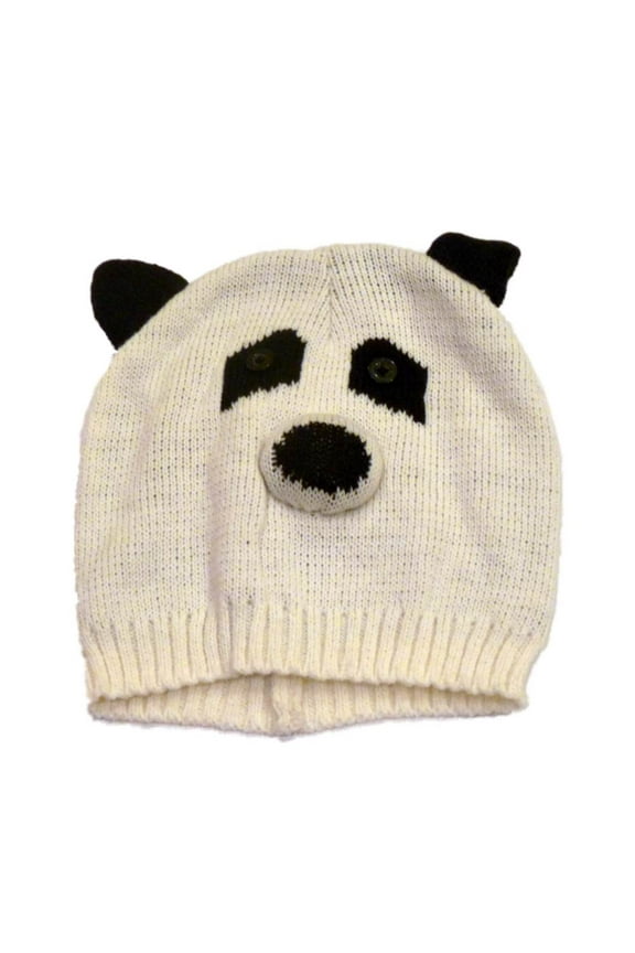 Hat Womens White Knit Panda Bear Beanie Winter Stocking Cap