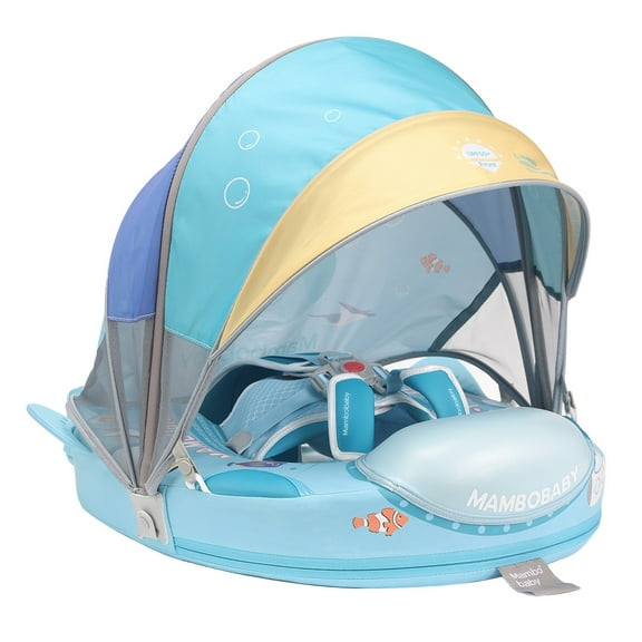 Mambobaby Baby Pool Float with 3D Canopy- Blue