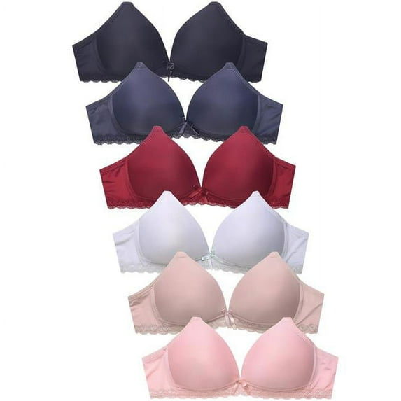 Mamia BR4415N - 38C Wire Free Intimate Full Coverage Bra Sets, Multi Color - Size 38C - Pack of 6
