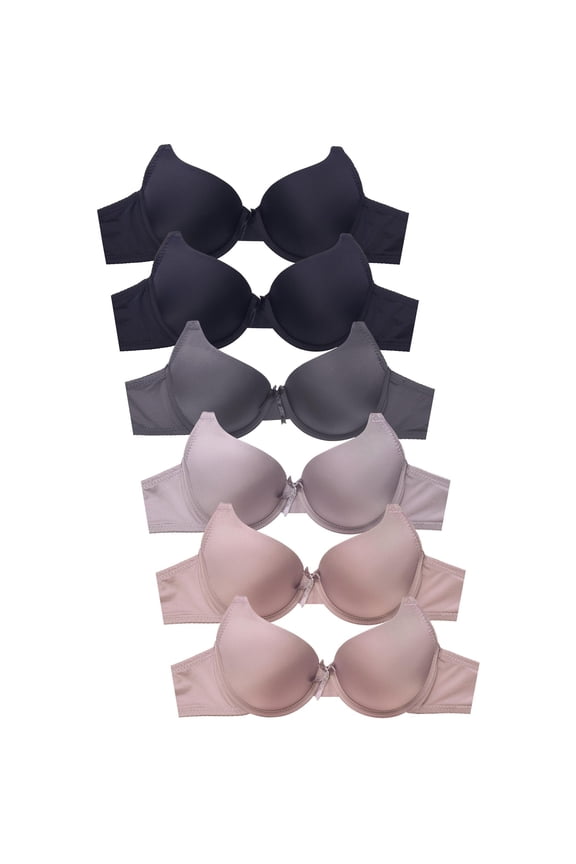 White Apparel Womens Basic Plain Bras Packs Of 6 - Various Styles, #068, 30A