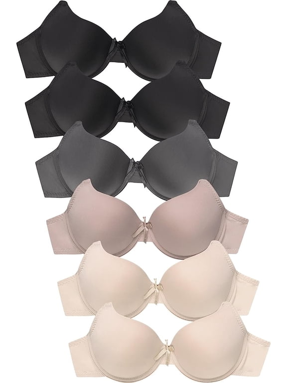 White Apparel Womens Basic Plain Bras Packs Of 6 - Various Styles, #068, 32B