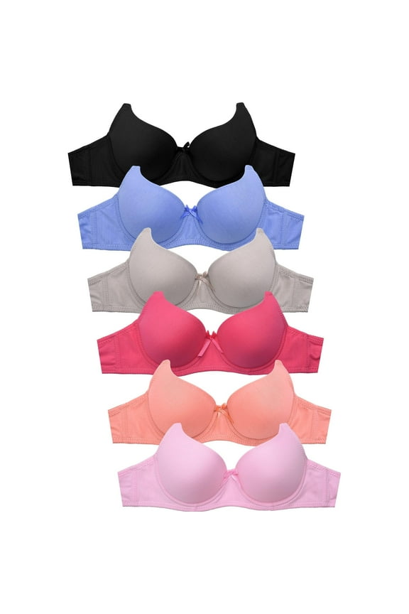 Women's Basic Lace/Plain Lace Bras Pack of 6- Various Styles 058-1, 36C