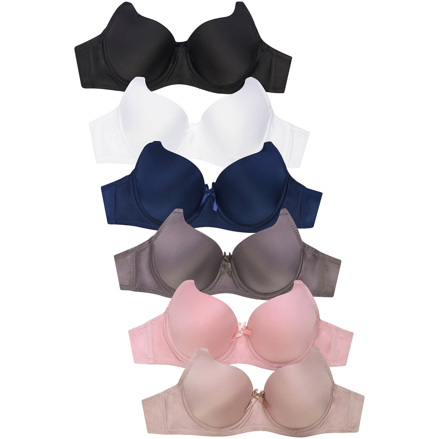 Mamia Women's Basic Lace/Plain Lace Bras Pack of 6- Various Styles 38B, 75 - Walmart.com