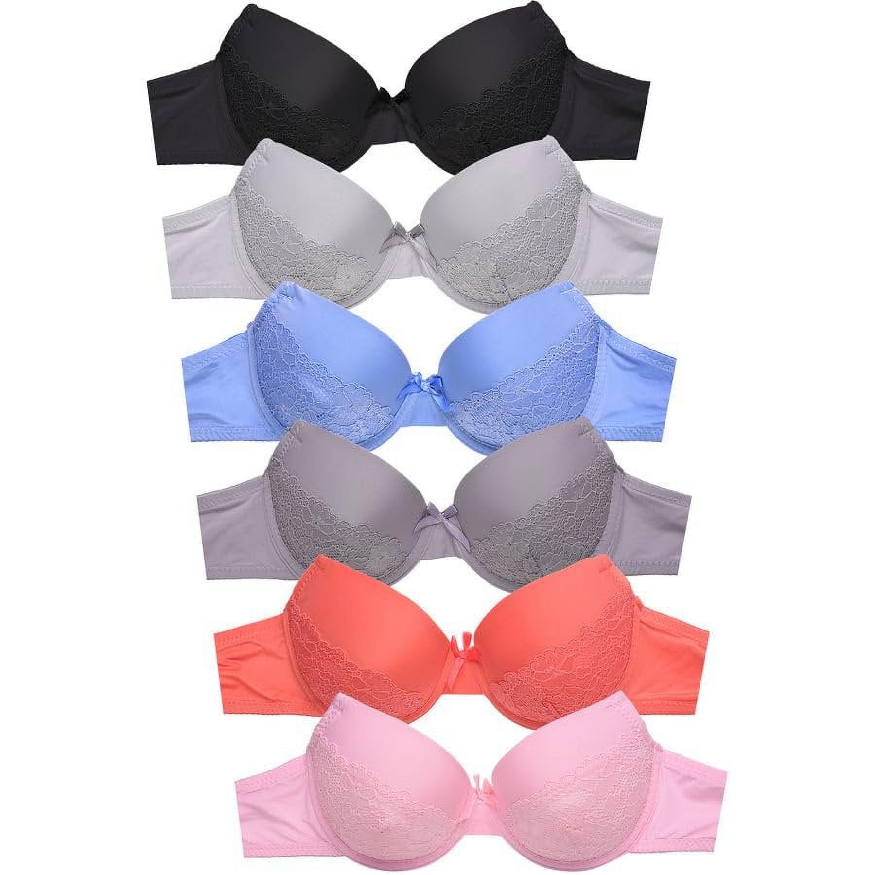 Mamia Women's Basic Lace/Plain Lace Bras Pack of 6- Various Styles 424 Strapless, 40C