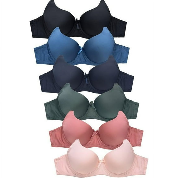 Mamia Women's Basic Lace/Plain Lace Bras Pack of 6- Various Styles 4600, 38C