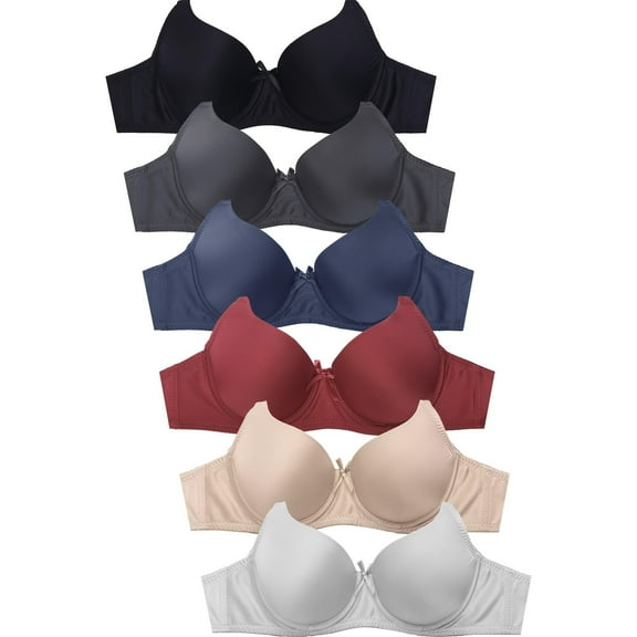 Mamia Women's Basic Lace/Plain Lace Bras Pack of 6- Various Styles Catalina, 40C