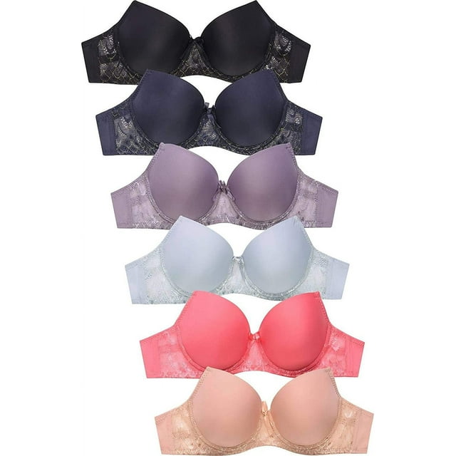 Mamia Women's Basic Lace/Plain Lace Bras Pack of 6- Various Styles ...