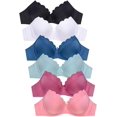 thumbnail image 1 of Mamia Women's Basic Lace/Plain Lace Bras Pack of 6- Various Styles Clementis, 32B, 1 of 7