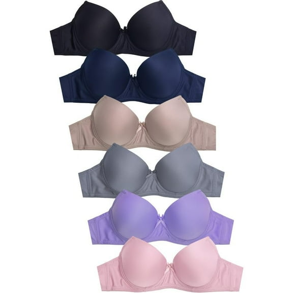 Mamia Women's Basic Lace/Plain Lace Bras Pack of 6- Various Styles Demi2, 32B