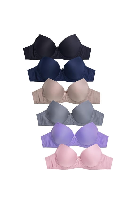 Women's Basic Lace/Plain Lace Bras Pack of 6- Various Styles Demi2, 38B