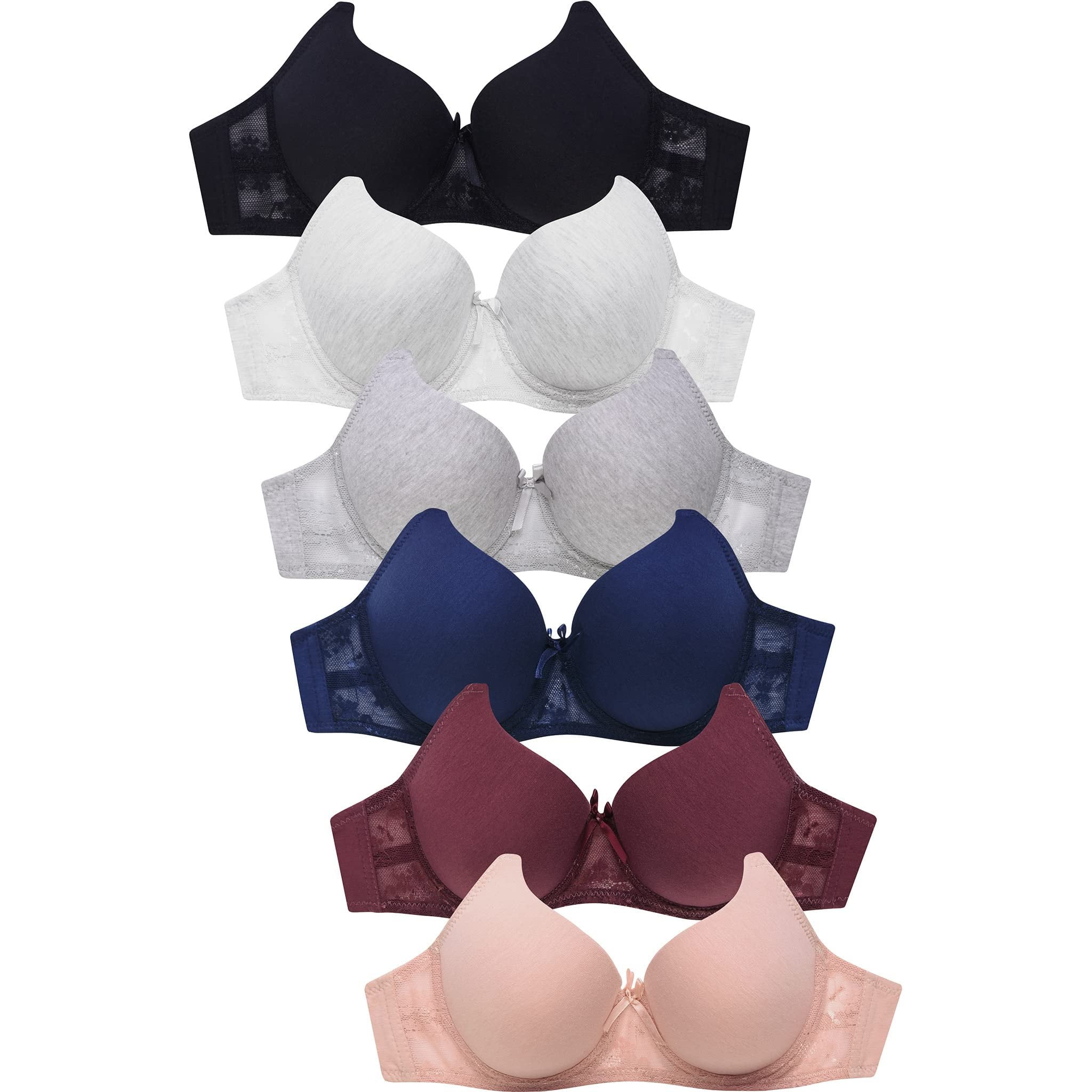 Mamia Women's Basic Lace/Plain Lace Bras Pack of 6-Various Styles Ellen, 34A - Walmart.com