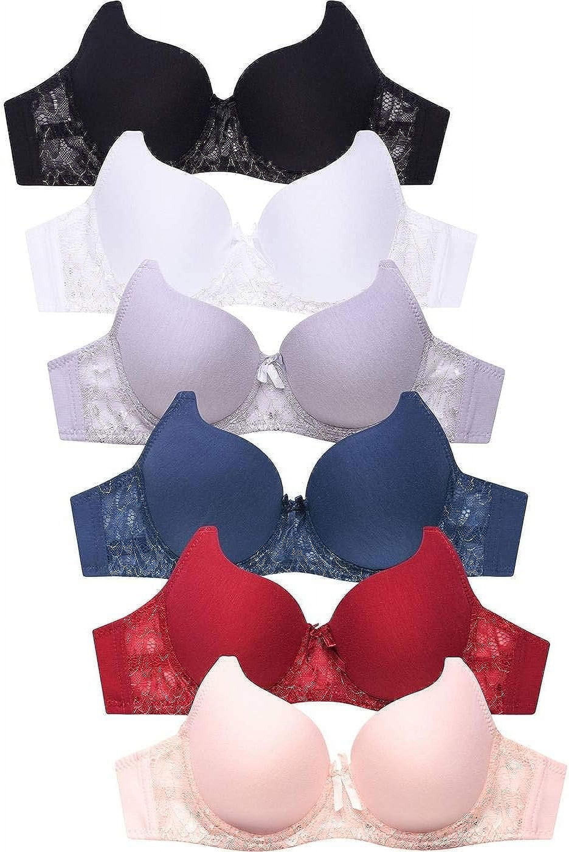 Mamia Womens 6 Multi Pack of Push Up Bras Floral Lace Padded