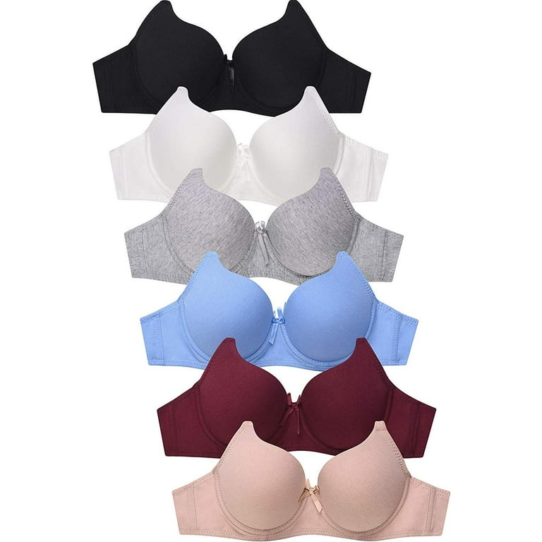 Mamia Women's Basic Lace/Plain Lace Bras Pack of 6- Various Styles Mary, 34C
