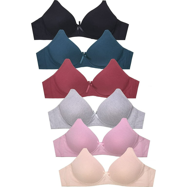 Mamia Women's Push Up Bra in Lace and Plain Full Cups (Pack of 6