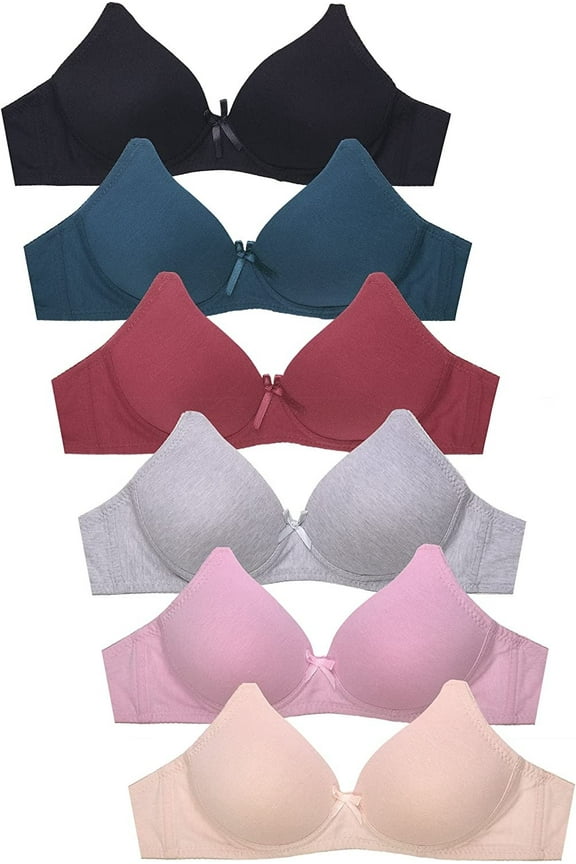 Women's Basic Lace/Plain Lace Bras Pack of 6- Various Styles NOWIRE 42P4, 34B